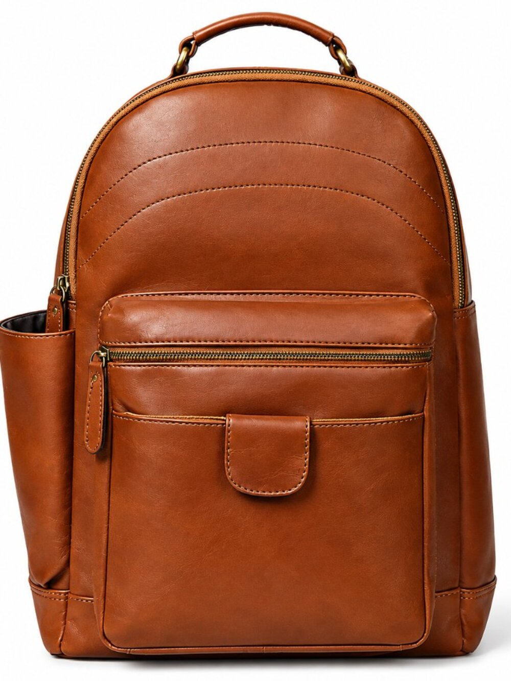 The Classic Backpack, Full Grain Leather Laptop Backpack for Men, Handmade Cogna